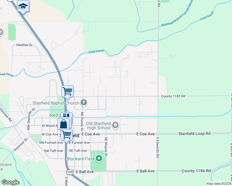 map of restaurants, bars, coffee shops, grocery stores, and more near 630 Crafton Ln in Stanfield