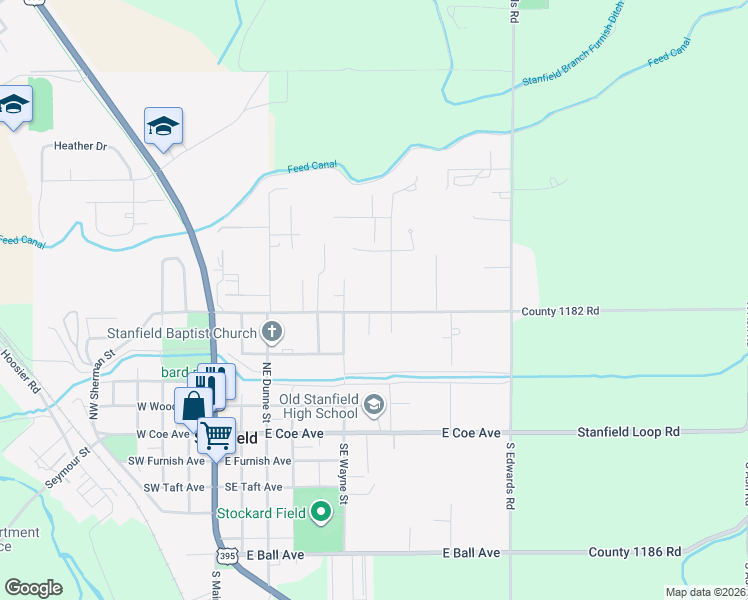 map of restaurants, bars, coffee shops, grocery stores, and more near 630 Crafton Ln in Stanfield