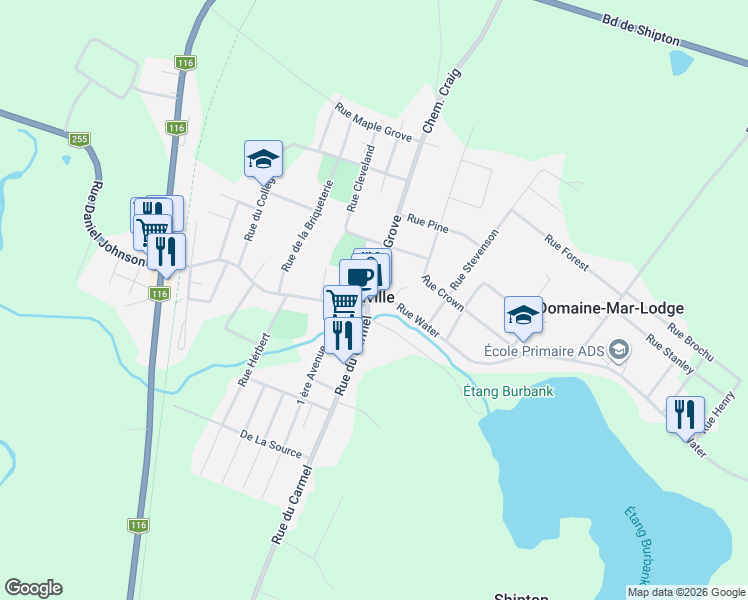 map of restaurants, bars, coffee shops, grocery stores, and more near 8 Rue du Carmel in Danville