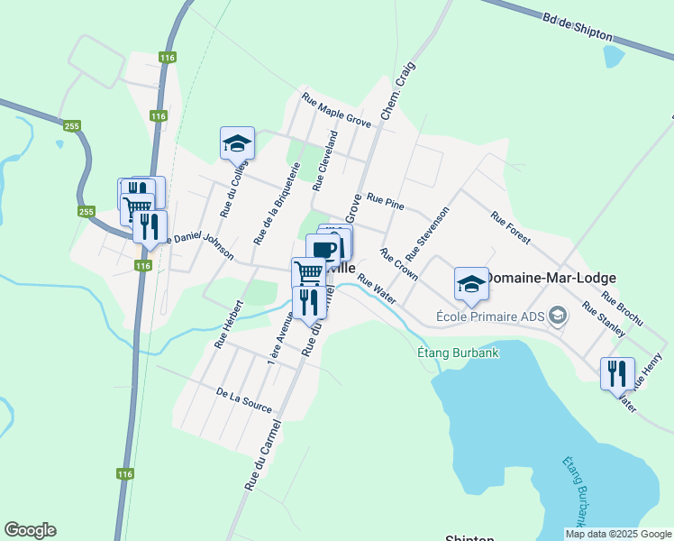 map of restaurants, bars, coffee shops, grocery stores, and more near 8 Rue du Carmel in Danville