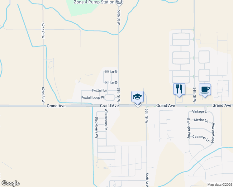 map of restaurants, bars, coffee shops, grocery stores, and more near 58th Street West in Billings