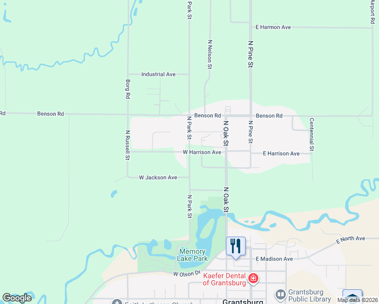 map of restaurants, bars, coffee shops, grocery stores, and more near 507 North Park Street in Grantsburg