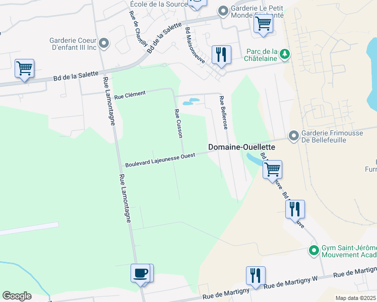 map of restaurants, bars, coffee shops, grocery stores, and more near 1030 Boulevard Lajeunesse Ouest in Saint-Jérôme