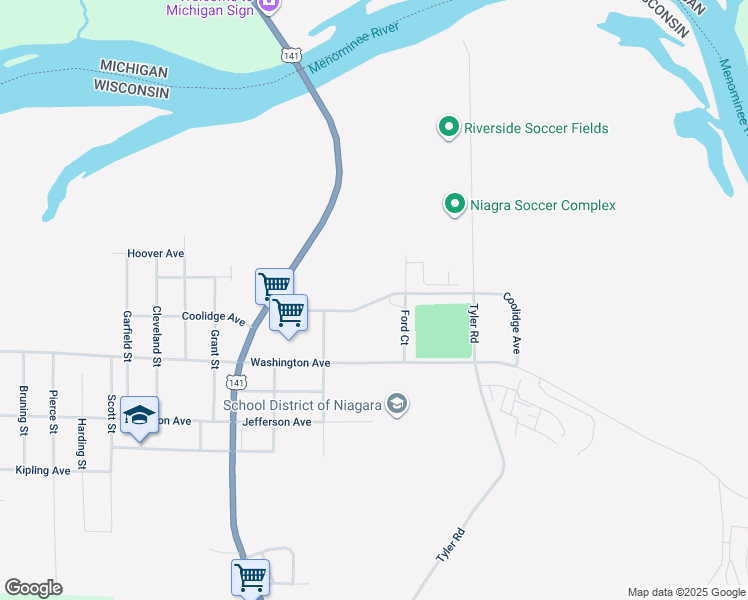 map of restaurants, bars, coffee shops, grocery stores, and more near 785 Coolidge Avenue in Niagara