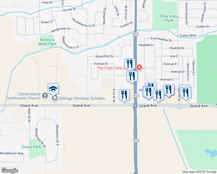 map of restaurants, bars, coffee shops, grocery stores, and more near in Billings