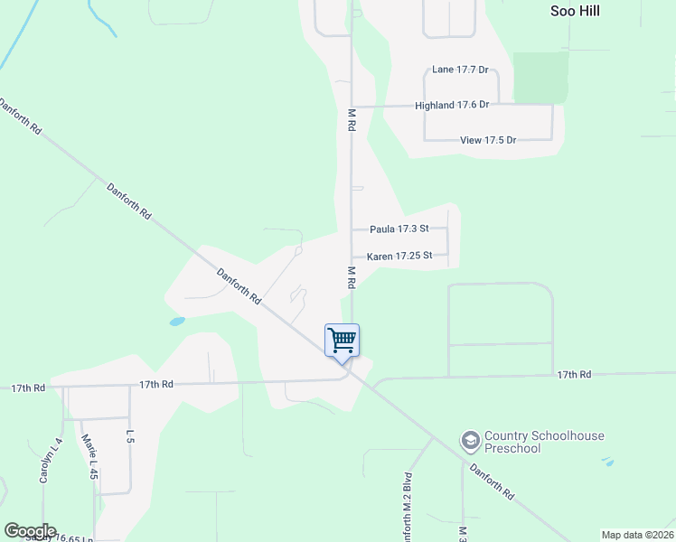 map of restaurants, bars, coffee shops, grocery stores, and more near 6501-6627 M Road in Escanaba