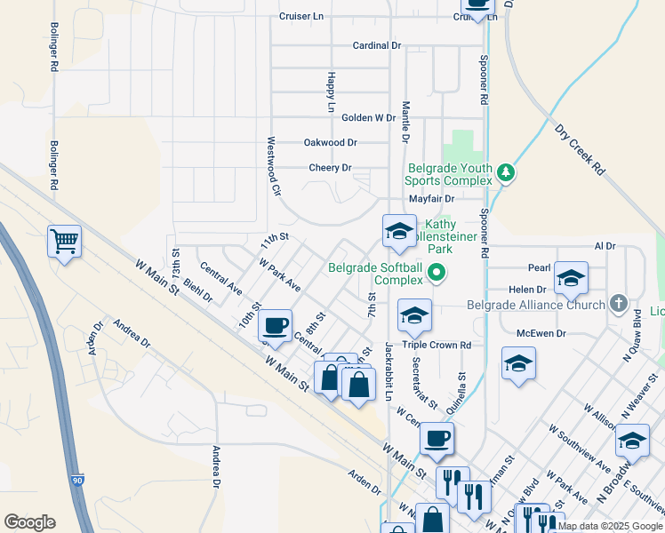 map of restaurants, bars, coffee shops, grocery stores, and more near 213 8th Street in Belgrade