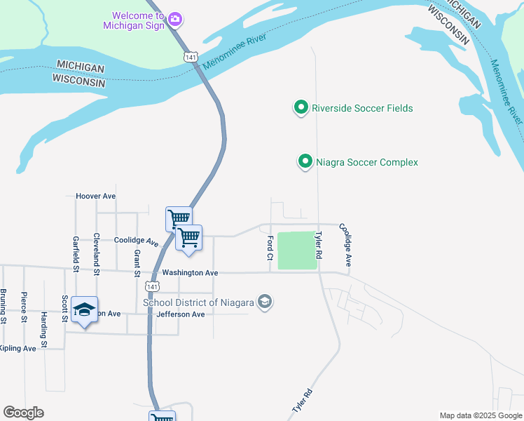 map of restaurants, bars, coffee shops, grocery stores, and more near 785 Coolidge Avenue in Niagara