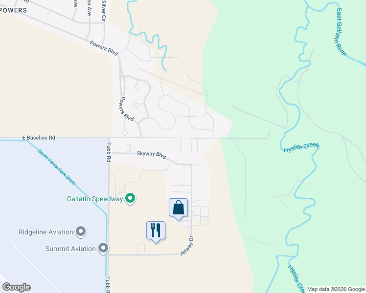 map of restaurants, bars, coffee shops, grocery stores, and more near 1239-1699 E Baseline Rd in Belgrade