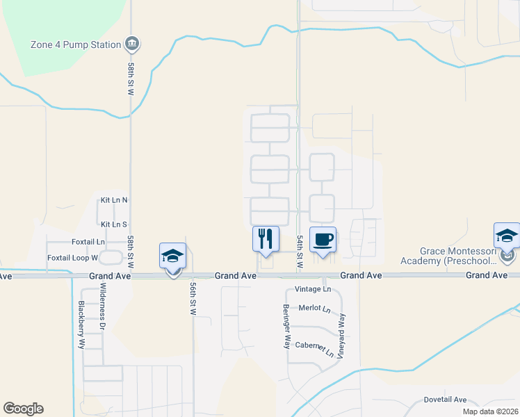 map of restaurants, bars, coffee shops, grocery stores, and more near 5423 Castle Stone Avenue in Billings