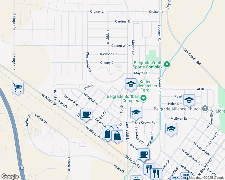 map of restaurants, bars, coffee shops, grocery stores, and more near 518 Westwood Circle in Belgrade
