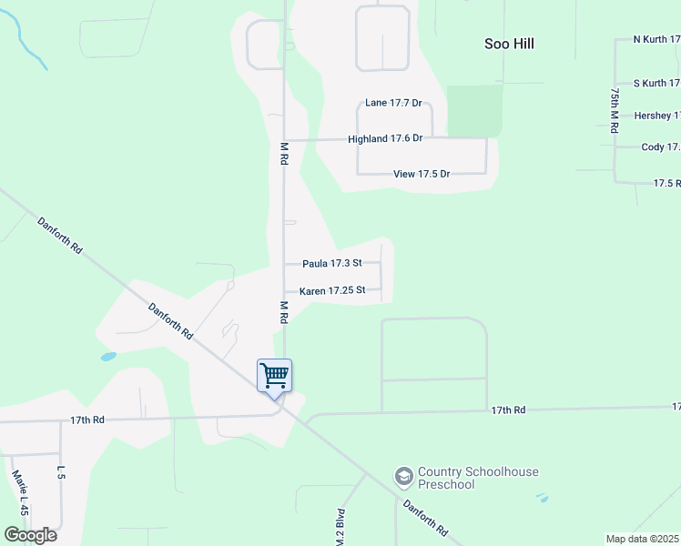 map of restaurants, bars, coffee shops, grocery stores, and more near 4901-4999 Paula 17.3 Street in Escanaba