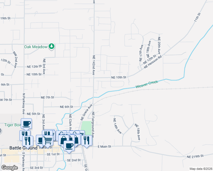 map of restaurants, bars, coffee shops, grocery stores, and more near 809 Northeast 11th Court in Battle Ground