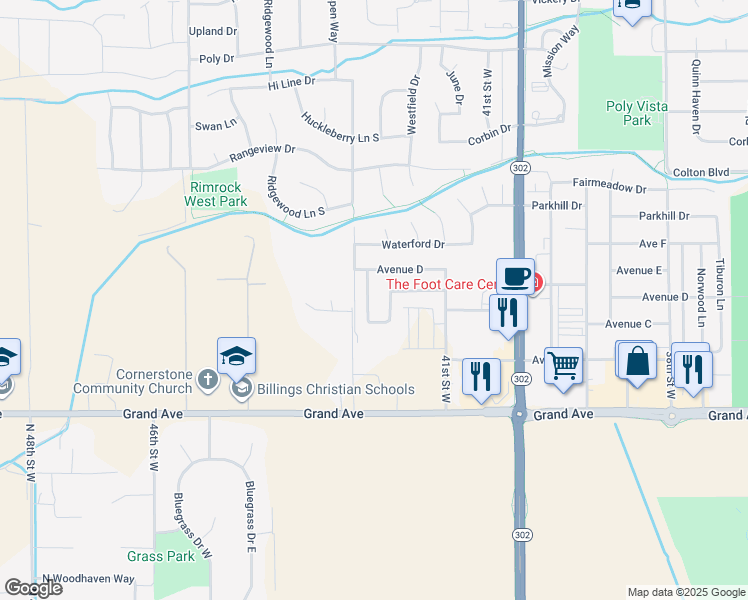 map of restaurants, bars, coffee shops, grocery stores, and more near 4225 Julaura Lane in Billings