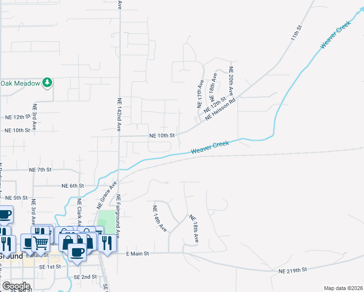 map of restaurants, bars, coffee shops, grocery stores, and more near 1505 NE 10th St in Battle Ground