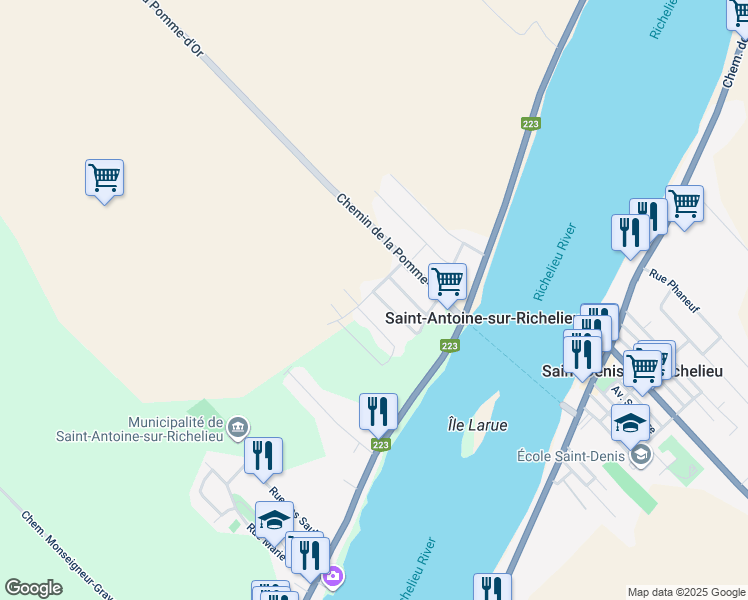 map of restaurants, bars, coffee shops, grocery stores, and more near 40 Rue Nathalie in Saint-Antoine-sur-Richelieu