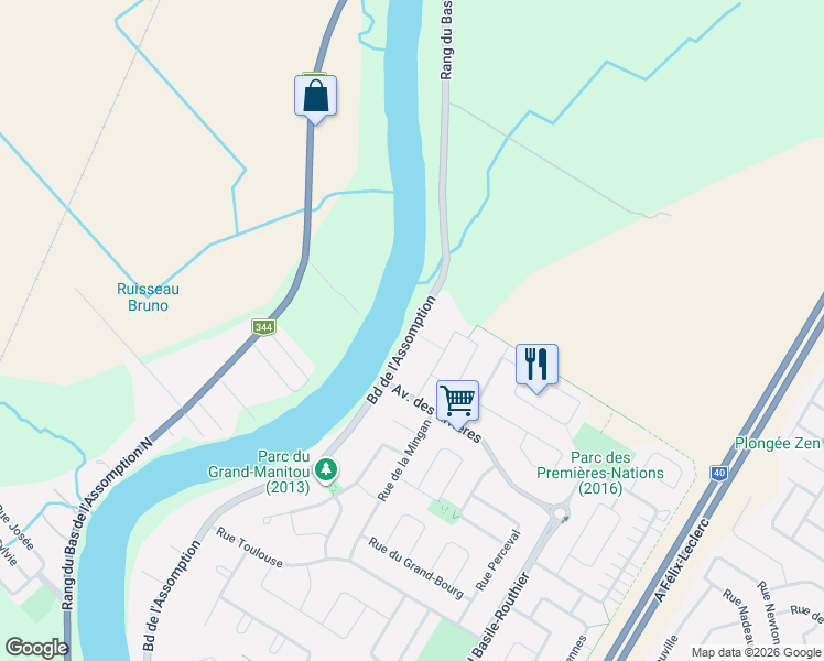 map of restaurants, bars, coffee shops, grocery stores, and more near 790 Boul L'Assomption in L'Assomption