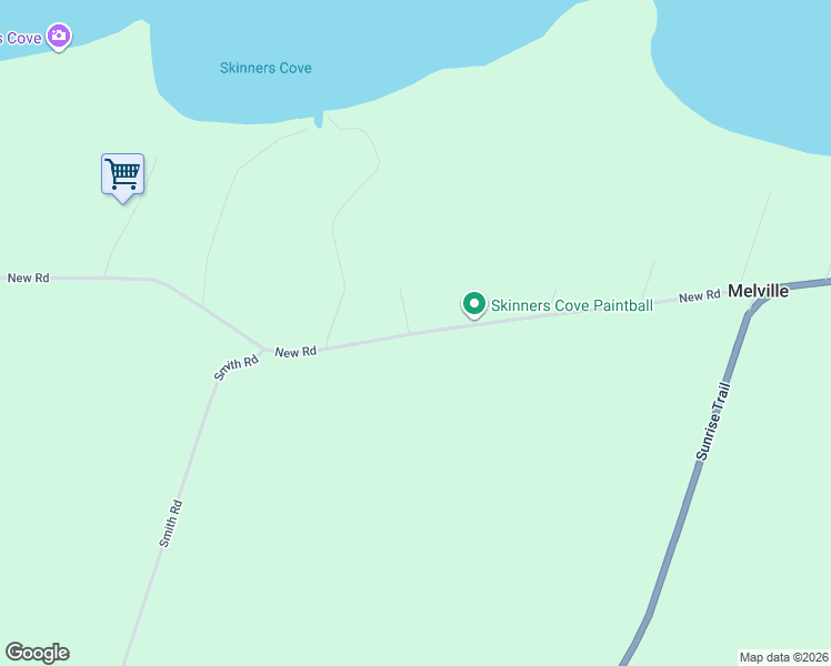 map of restaurants, bars, coffee shops, grocery stores, and more near New Road in Melville