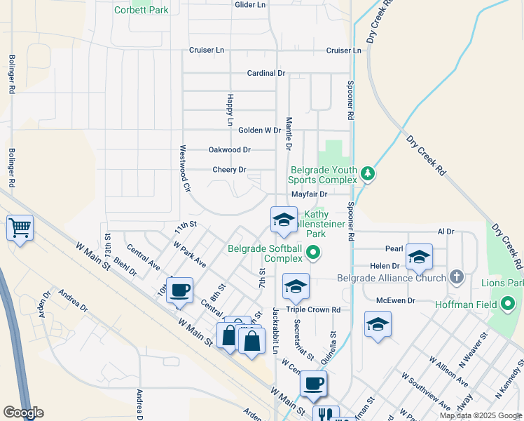 map of restaurants, bars, coffee shops, grocery stores, and more near 405 8th Street in Belgrade