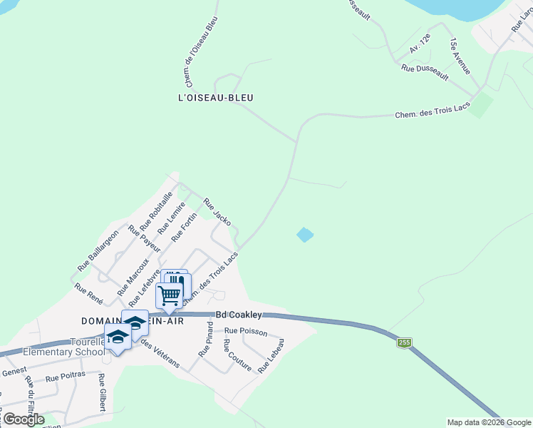 map of restaurants, bars, coffee shops, grocery stores, and more near 61 Chemin des Trois Lacs in Val-des-Sources