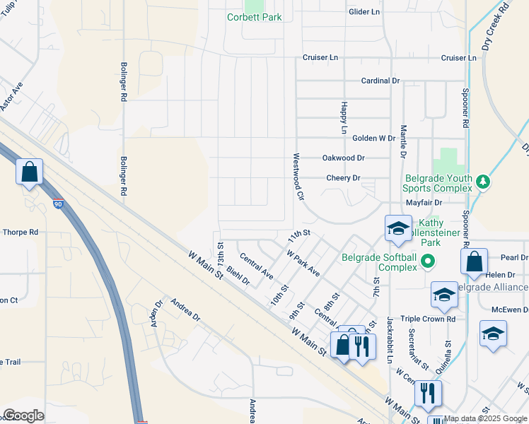 map of restaurants, bars, coffee shops, grocery stores, and more near 306 Rugged Creek Ave in Belgrade