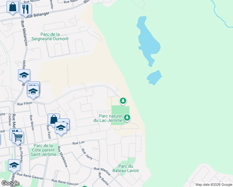 map of restaurants, bars, coffee shops, grocery stores, and more near 845 Rue Filion in Saint-Jã©Rã´Me