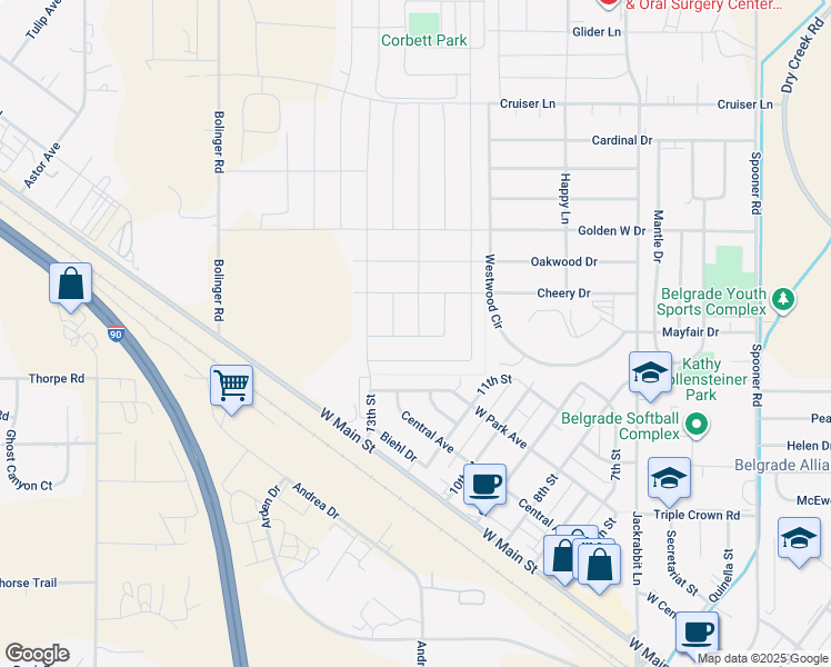 map of restaurants, bars, coffee shops, grocery stores, and more near 301 Crockett Way in Belgrade