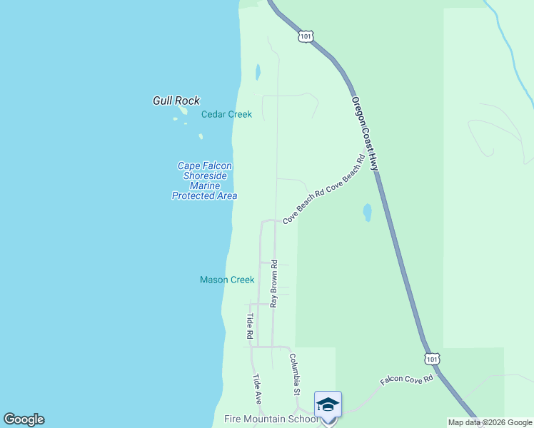 map of restaurants, bars, coffee shops, grocery stores, and more near 79274 Ray Brown Road in Arch Cape