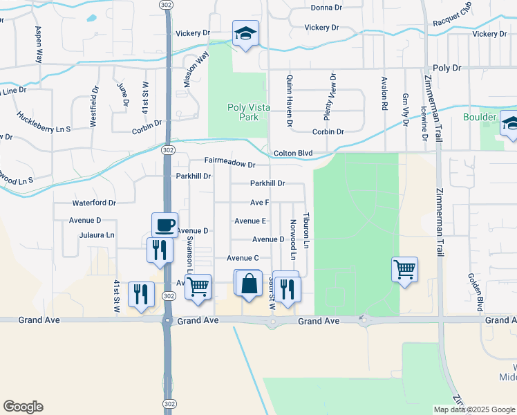 map of restaurants, bars, coffee shops, grocery stores, and more near 3824 Avenue F in Billings