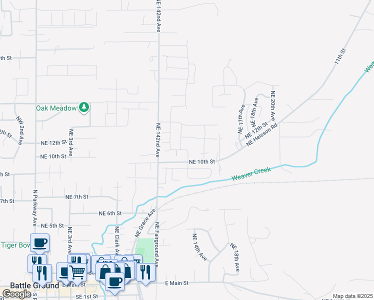 map of restaurants, bars, coffee shops, grocery stores, and more near 1017 Northeast 12th Avenue in Battle Ground