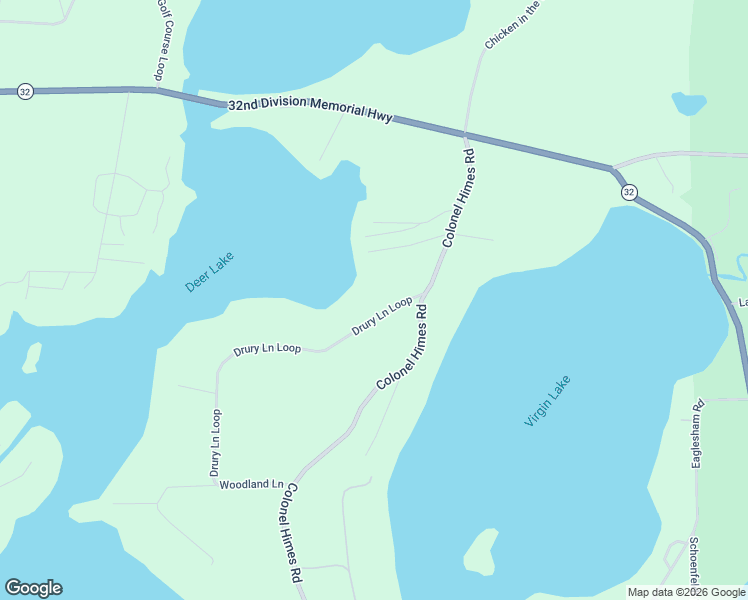 map of restaurants, bars, coffee shops, grocery stores, and more near 6873 Drury Lane Loop in Three Lakes