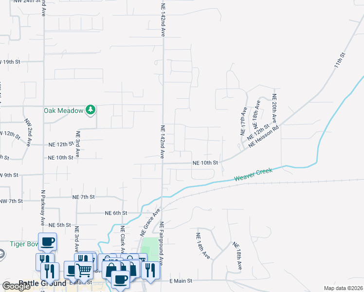 map of restaurants, bars, coffee shops, grocery stores, and more near 1010 Northeast 12th Avenue in Battle Ground
