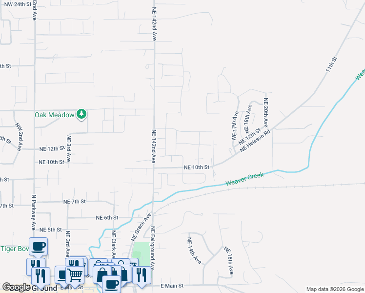map of restaurants, bars, coffee shops, grocery stores, and more near 1010 Northeast 12th Avenue in Battle Ground