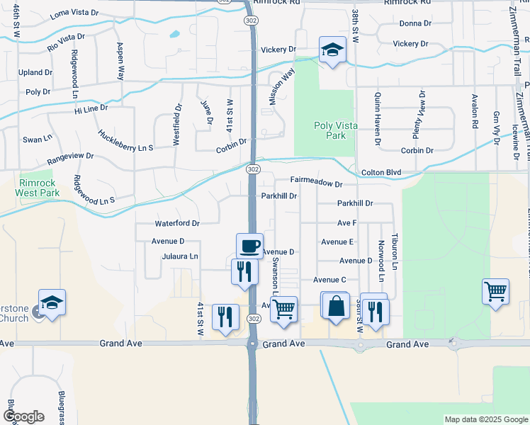 map of restaurants, bars, coffee shops, grocery stores, and more near 1584-1744 Swanson Lane in Billings