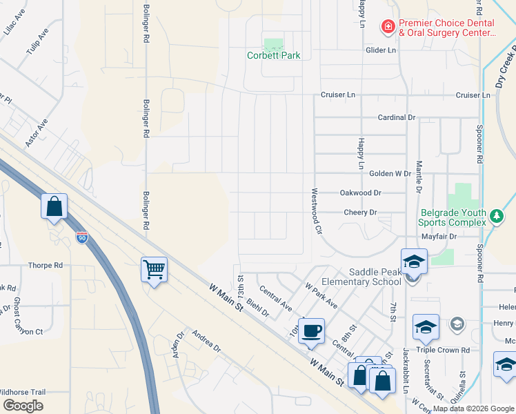 map of restaurants, bars, coffee shops, grocery stores, and more near 1516 Oakwood Drive in Belgrade
