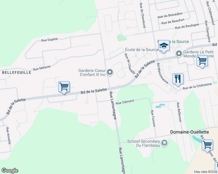 map of restaurants, bars, coffee shops, grocery stores, and more near 844 Boulevard de la Salette in Saint-Jérôme
