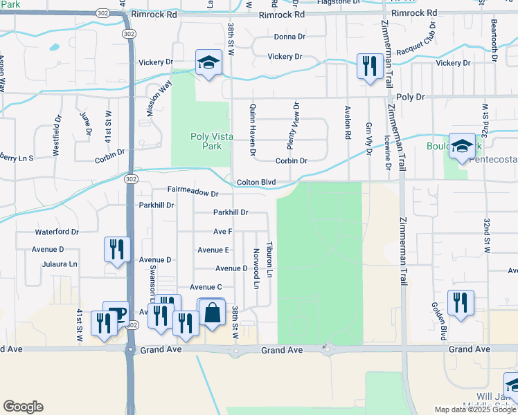 map of restaurants, bars, coffee shops, grocery stores, and more near 3714 Fairmeadow Court in Billings