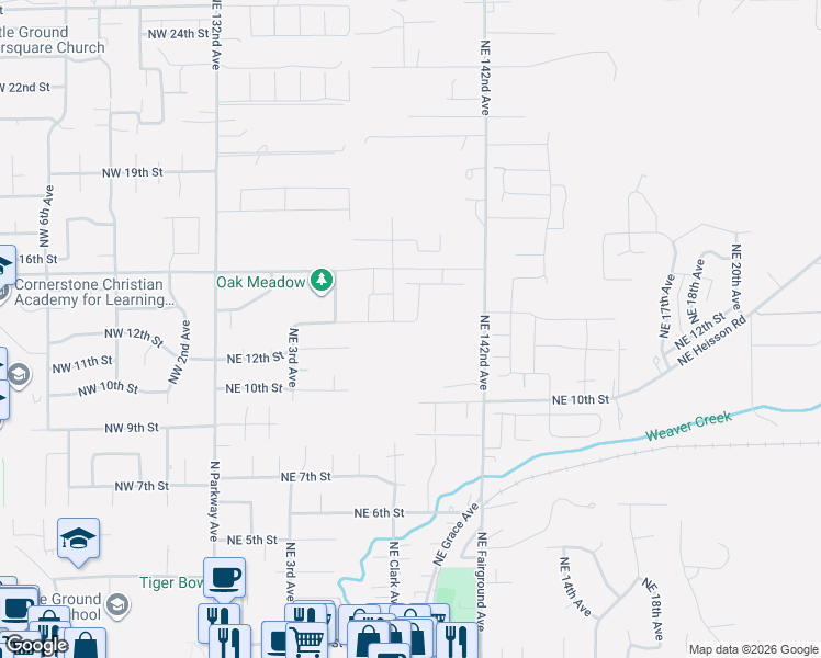 map of restaurants, bars, coffee shops, grocery stores, and more near 1102 NE Grace Ave in Battle Ground