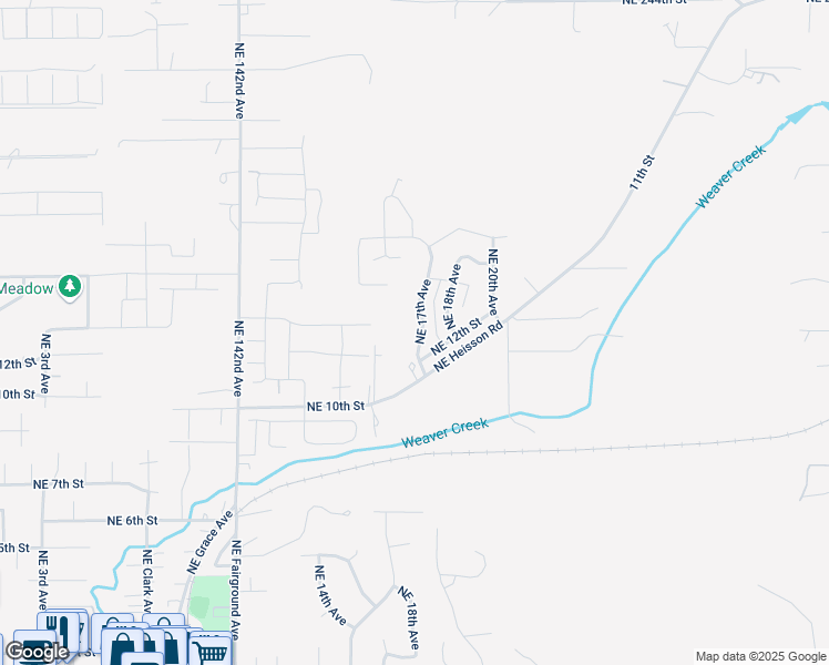 map of restaurants, bars, coffee shops, grocery stores, and more near 1300 Northeast 17th Avenue in Battle Ground