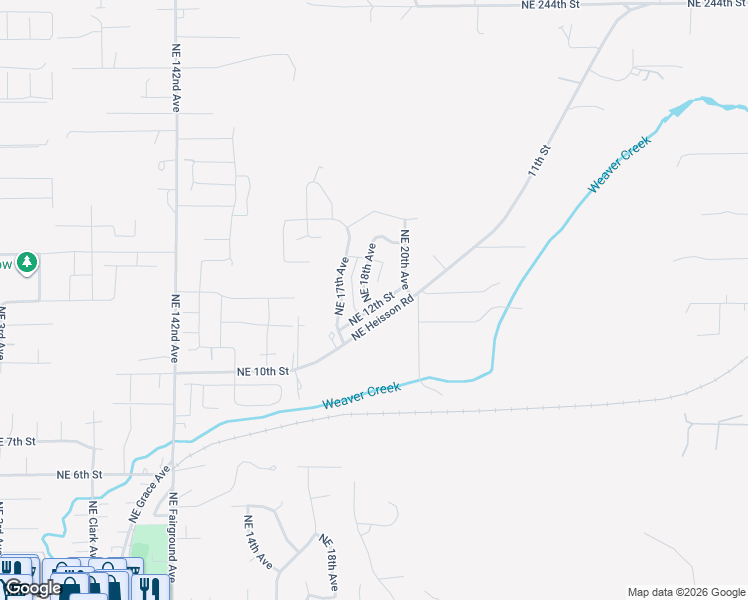 map of restaurants, bars, coffee shops, grocery stores, and more near 1303 Northeast 18th Avenue in Battle Ground