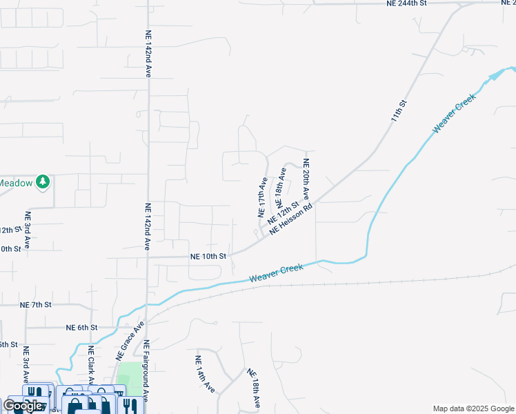 map of restaurants, bars, coffee shops, grocery stores, and more near 1300 Northeast 17th Avenue in Battle Ground
