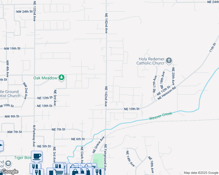 map of restaurants, bars, coffee shops, grocery stores, and more near 1009 Northeast 13th Street in Battle Ground