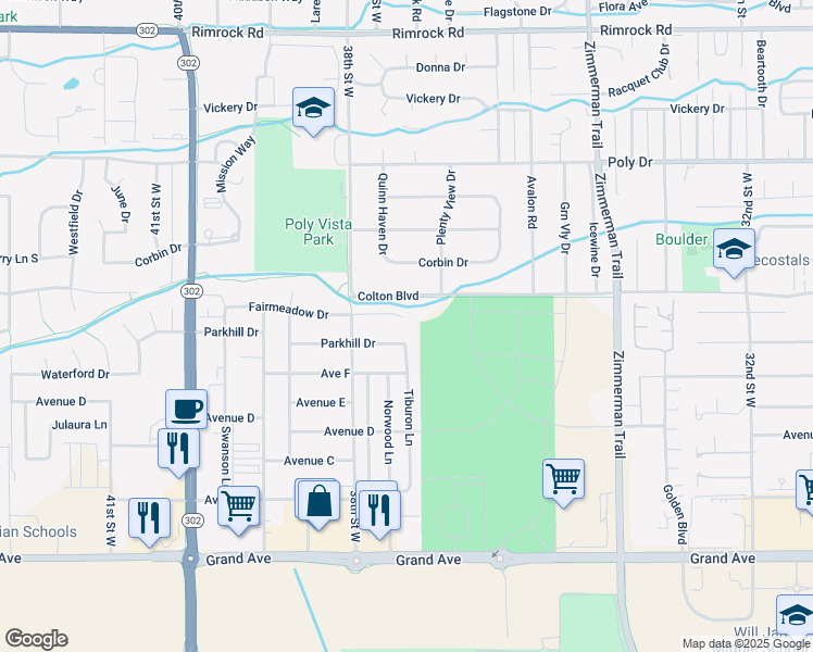 map of restaurants, bars, coffee shops, grocery stores, and more near 3714 Fairmeadow Court in Billings
