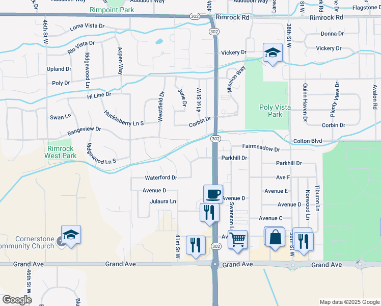 map of restaurants, bars, coffee shops, grocery stores, and more near 1813 Crystal Drive in Billings