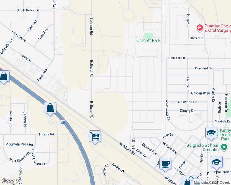 map of restaurants, bars, coffee shops, grocery stores, and more near Golden West Road in Belgrade