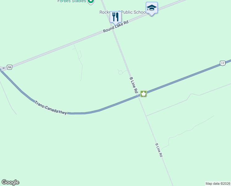 map of restaurants, bars, coffee shops, grocery stores, and more near 2477 A B Line Road in Pembroke