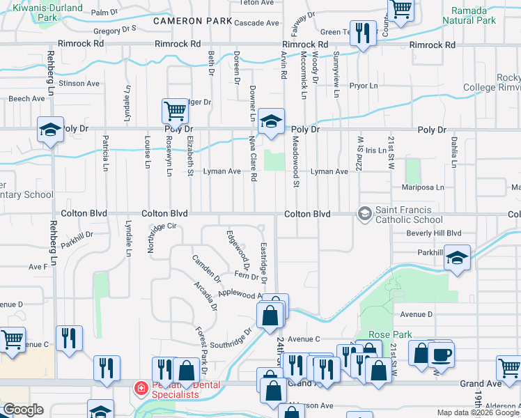 map of restaurants, bars, coffee shops, grocery stores, and more near 2115 Nina Clare Rd in Billings