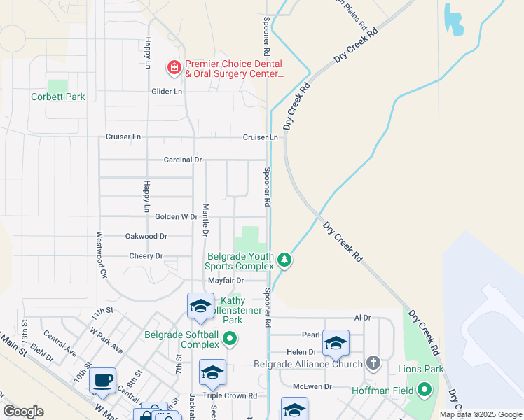 map of restaurants, bars, coffee shops, grocery stores, and more near 870-982 Spooner Road in Belgrade