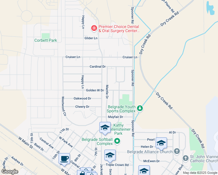 map of restaurants, bars, coffee shops, grocery stores, and more near 708 Mantle Drive in Belgrade