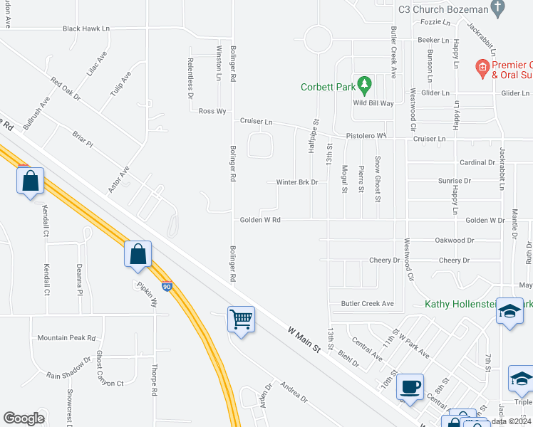 map of restaurants, bars, coffee shops, grocery stores, and more near 223 Bolinger Road in Belgrade